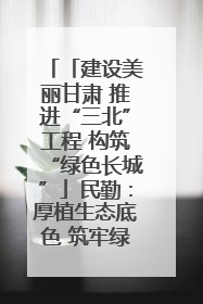 「建设美丽甘肃 推进“三北”工程 构筑“绿色长城”」民勤：厚植生态底色 筑牢绿色屏障