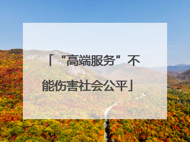 “高端服务”不能伤害社会公平