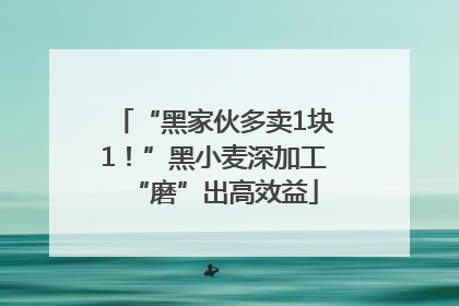 “黑家伙多卖1块1！”黑小麦深加工“磨”出高效益