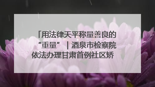 用法律天平称量善良的“重量”｜酒泉市检察院依法办理甘肃首例社区矫正对象见义勇为减刑案