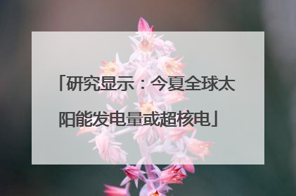 研究显示：今夏全球太阳能发电量或超核电