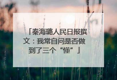秦海璐人民日报撰文：我常自问是否做到了三个“懂”