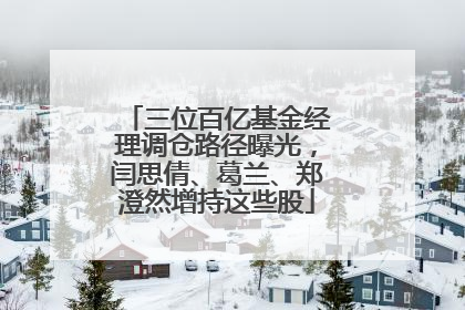 三位百亿基金经理调仓路径曝光，闫思倩、葛兰、郑澄然增持这些股