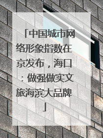 中国城市网络形象指数在京发布，海口：做强做实文旅海滨大品牌