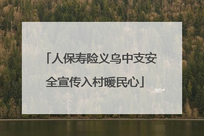人保寿险义乌中支安全宣传入村暖民心