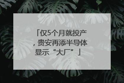 仅5个月就投产，贵安再添半导体显示“大厂”