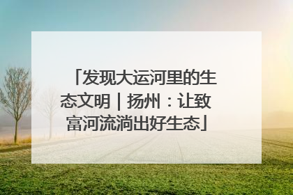 发现大运河里的生态文明｜扬州：让致富河流淌出好生态
