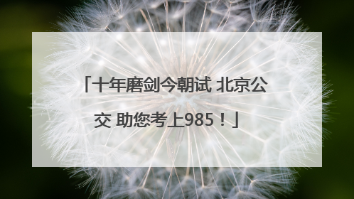 十年磨剑今朝试 北京公交 助您考上985！