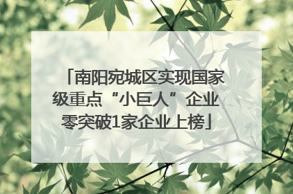 南阳宛城区实现国家级重点“小巨人”企业零突破1家企业上榜