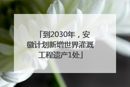 到2030年，安徽计划新增世界灌溉工程遗产1处