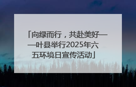 向绿而行，共赴美好——叶县举行2025年六五环境日宣传活动