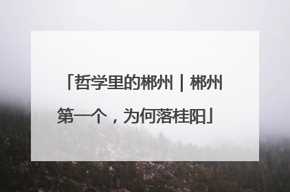 哲学里的郴州｜郴州第一个，为何落桂阳