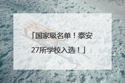 国家级名单！泰安27所学校入选！