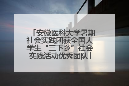 安徽医科大学暑期社会实践团获全国大学生“三下乡”社会实践活动优秀团队