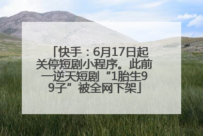 快手：6月17日起关停短剧小程序。此前一逆天短剧“1胎生99子”被全网下架