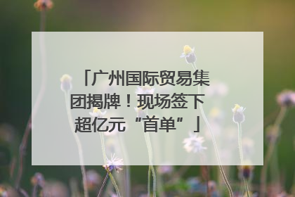 广州国际贸易集团揭牌！现场签下超亿元“首单”