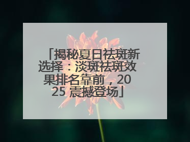 揭秘夏日祛斑新选择：淡斑祛斑效果排名靠前，2025 震撼登场