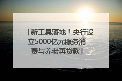 新工具落地！央行设立5000亿元服务消费与养老再贷款