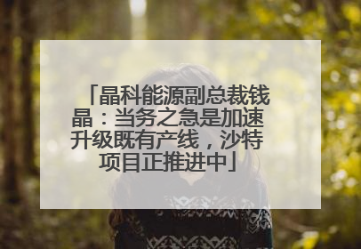 晶科能源副总裁钱晶：当务之急是加速升级既有产线，沙特项目正推进中