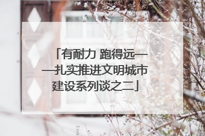 有耐力 跑得远——扎实推进文明城市建设系列谈之二