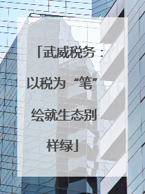 武威税务：以税为“笔” 绘就生态别样绿