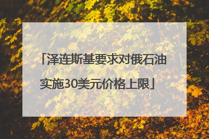 泽连斯基要求对俄石油实施30美元价格上限