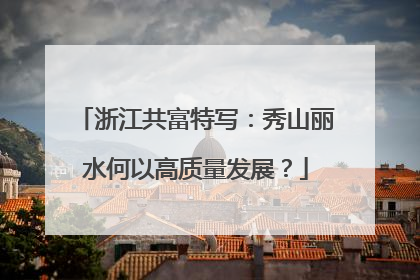 浙江共富特写：秀山丽水何以高质量发展？
