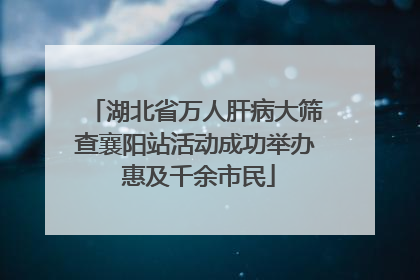湖北省万人肝病大筛查襄阳站活动成功举办 惠及千余市民