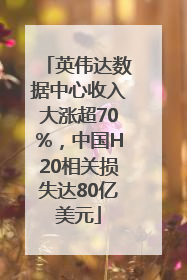 英伟达数据中心收入大涨超70%，中国H20相关损失达80亿美元