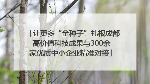 让更多“金种子”扎根成都 高价值科技成果与300余家优质中小企业精准对接