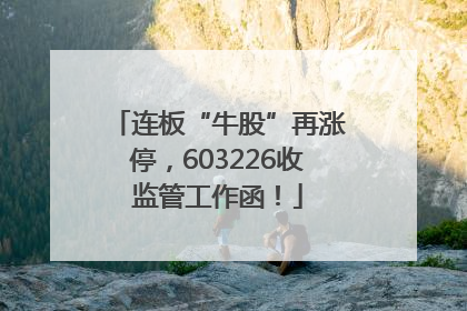 连板“牛股”再涨停，603226收监管工作函！