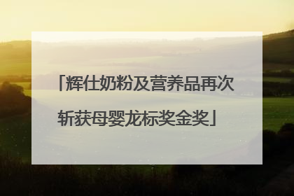 辉仕奶粉及营养品再次斩获母婴龙标奖金奖