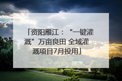 资阳雁江：“一键灌溉”万亩良田 全域灌溉项目7月投用