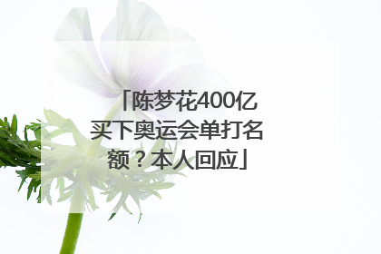 陈梦花400亿买下奥运会单打名额？本人回应