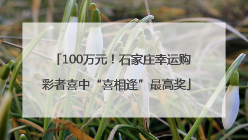100万元！石家庄幸运购彩者喜中“喜相逢”最高奖
